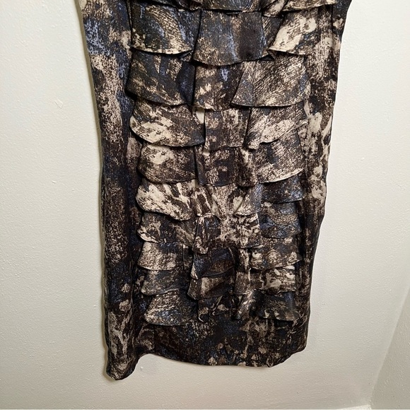 Adrianna Papell Sleeveless Sheath Dress Brown Ruffle - Picture 4 of 12